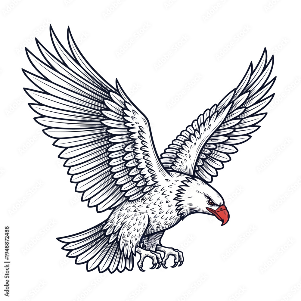 Obraz premium Majestic Eagle in Flight with Wings Spread Wide.