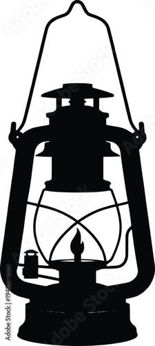 Vintage kerosene lantern vector illustration, flat design