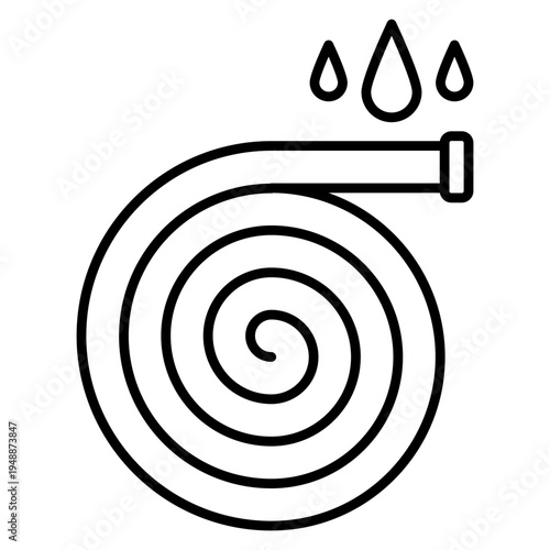 Garden hose icon logo for watering plants irrigation gardening landscaping and outdoor yard care design