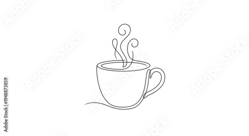 Minimal Coffee Cup Line Art Vector Illustration
