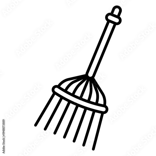 Garden broom icon logo for yard cleaning gardening outdoor maintenance and landscaping design