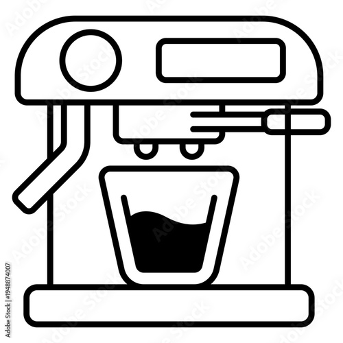 Espresso machine with espresso shot icon logo for cafe barista coffee brewing drink service design