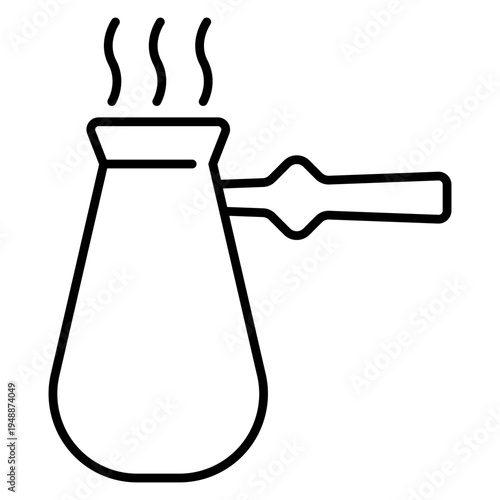 Turkish coffee pot icon logo for traditional coffee brewing cafe culture and beverage design