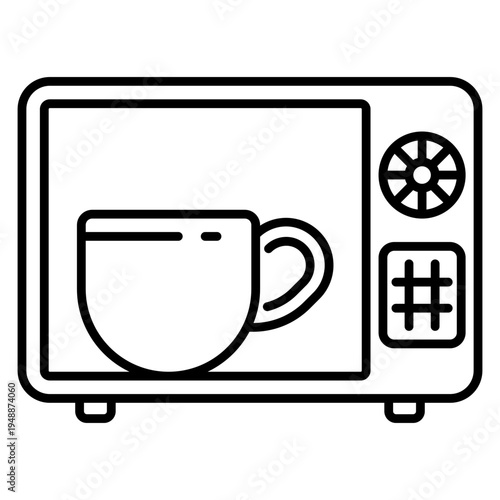 Instant coffee microwave icon logo for quick coffee drink kitchen appliance cafe concept design