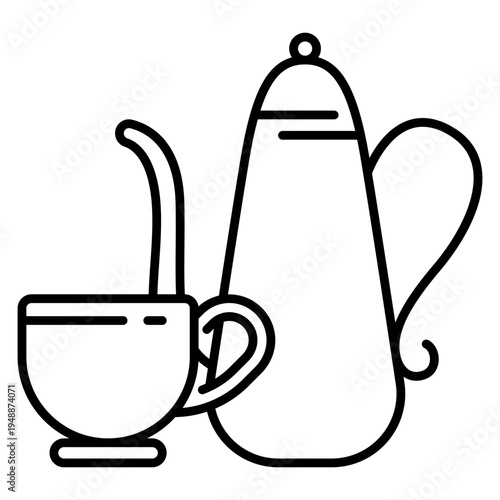 Coffee kettle with cup icon logo for cafe brewing drink service coffee shop and barista design