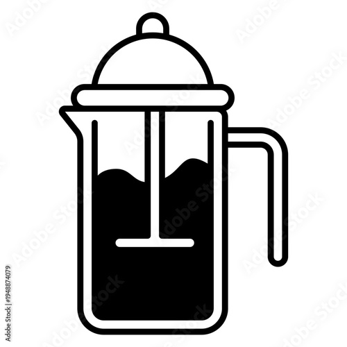 French press coffee icon logo for cafe brewing barista drink maker coffee shop design