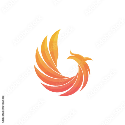 Stylized Phoenix Bird Logo with Fiery Orange and Yellow Gradient.