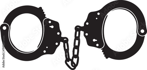 Police Handcuffs Silhouette Minimalist Vector Illustration
