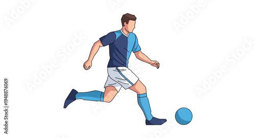 Soccer Player Kicking Ball During Game Action.