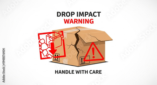 Fragile Package With Drop Impact Warning and Handle With Care Labels.