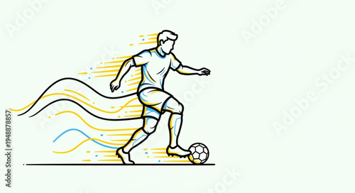 Soccer Player Kicking Ball Dynamic Motion Lines.