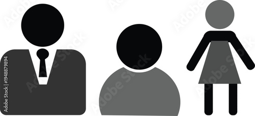 Set of 3 human icons vector, business people, users