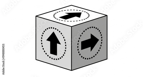 Cube with Arrows Indicating Direction and Movement.
