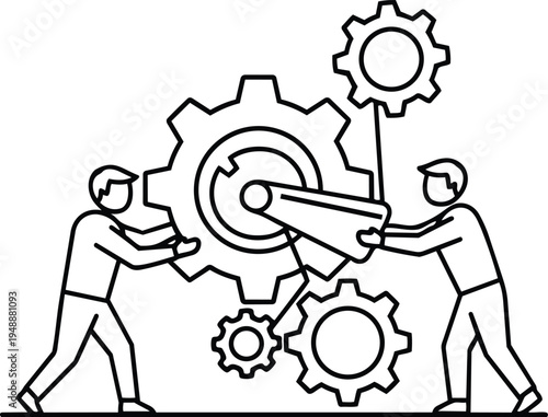 Teamwork gears mechanism collaboration work together partnership