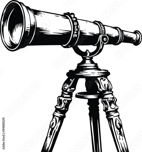 Vintage telescope on tripod vector illustration