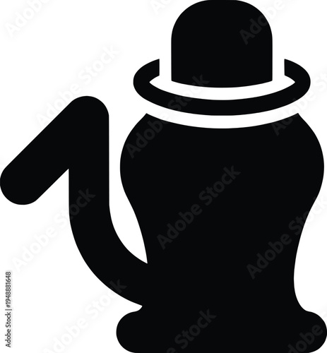 black teapot with bowler hat vector illustration