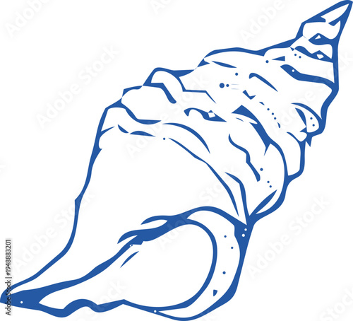 Seashell coastal Sketch hand drawn ink naive marine doodle