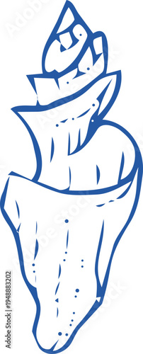 Seashell coastal Sketch hand drawn ink naive marine doodle