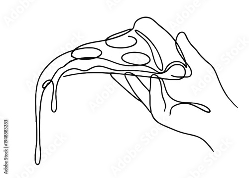 Pizza Slice Line Art Vector Illustration Food Icon
