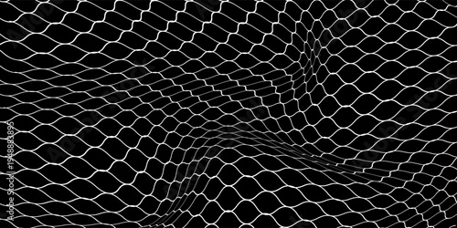 Fishing or soccer net. Repeated hexagon pattern. Black wired mesh texture isolated on white background.ilustrasion modern.