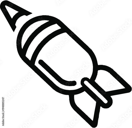 Army rocket bomb icon for weapon and defense concept hand drawn outline vector illustration isolated on backgrounds now