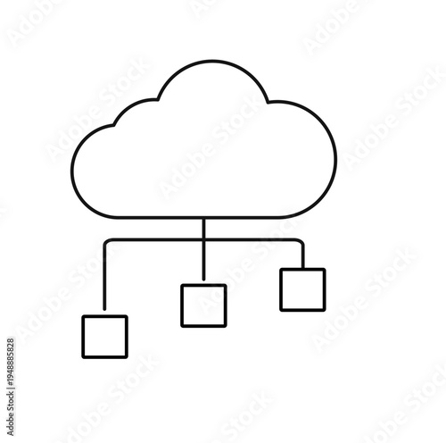 Cloud Data Exchange Network Vector Line Art Icon DATA EXCHANGE.ai
