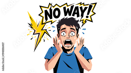 Shocked Man Exclaims "No Way!".