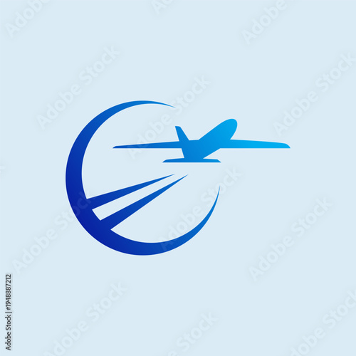 Air travel logo icon design with airplane element for travel agency, a plane take off, transport, logistics delivery logo design