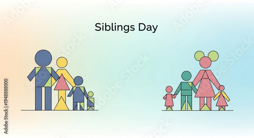 Siblings day family stick figures illustration