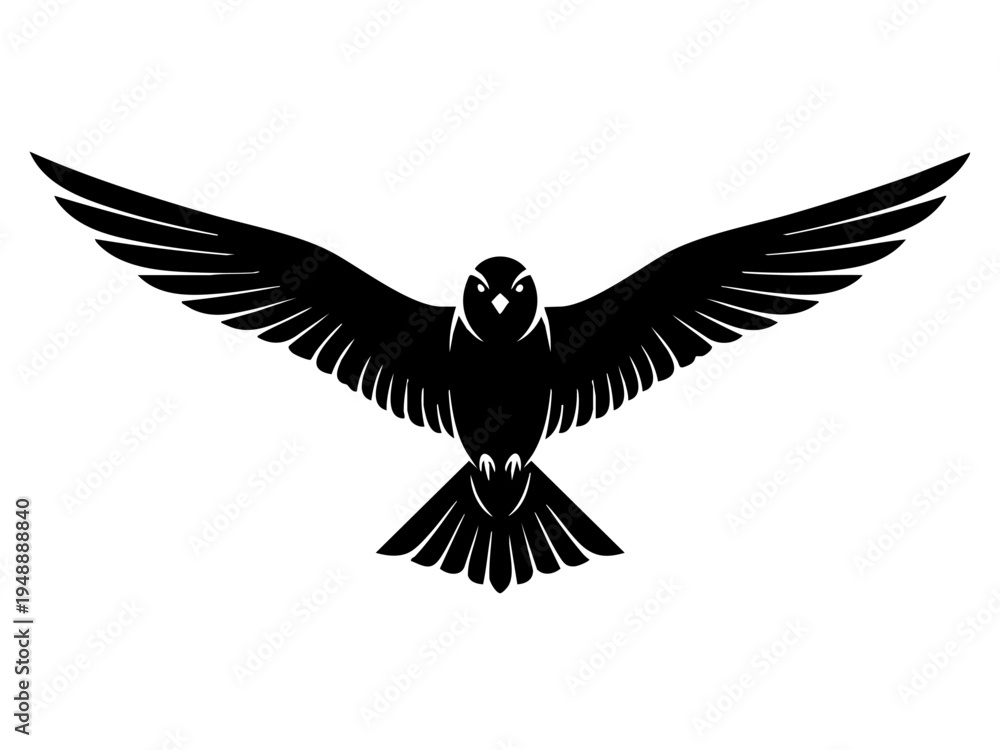 Fototapeta premium Bird in flight depicted as silhouette vector graphic illustration