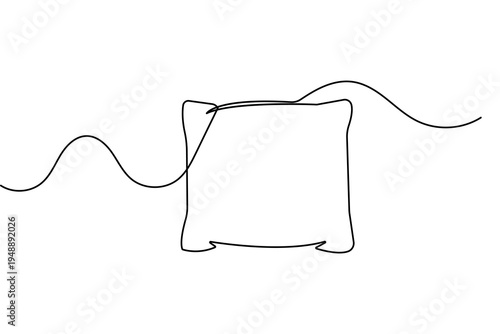 Pillow continuous one line drawing minimalist style isolated outline vector illustration