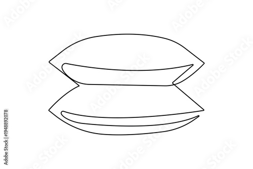 Pillow continuous one line drawing minimalist style isolated outline vector illustration
