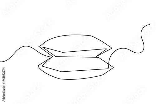 Pillow continuous one line drawing minimalist style isolated outline vector illustration