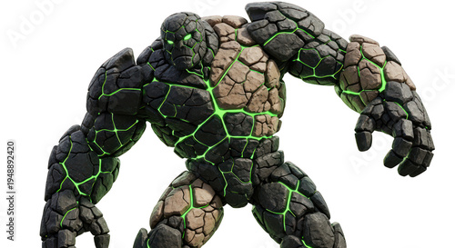 Stone Monster of Rock with Glowing Green Energy 60 Characters