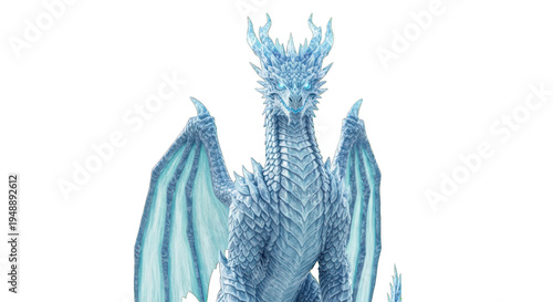 Dragon Ice Details Front View Fantasy Illustration