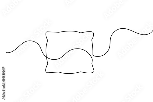 Pillow one line drawing simple minimalist home bedding outline vector illustration