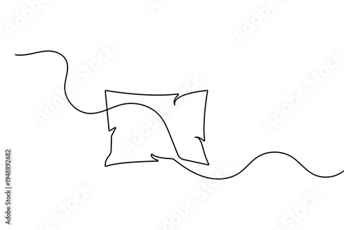 Pillow one line drawing simple minimalist home bedding outline vector illustration