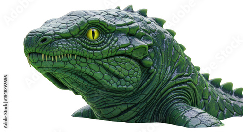 Crocodile Head Detailed Portrait on a Black Background