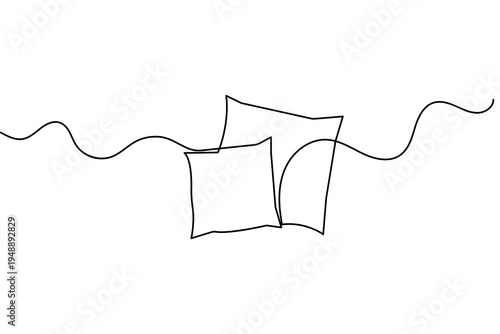 Pillow one line drawing simple minimalist home bedding outline vector illustration