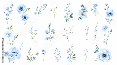 Soft spring flowers arranged into minimalist stripes with delicate watercolor detailing
