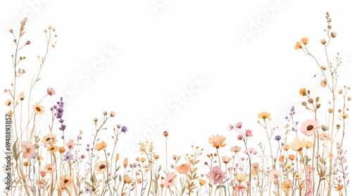 Decorative flower garlands with subtle tones and refined hand-painted style