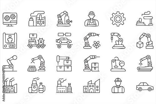 Manufacturing Plant Equipment and Automation Symbol Icon Pack
