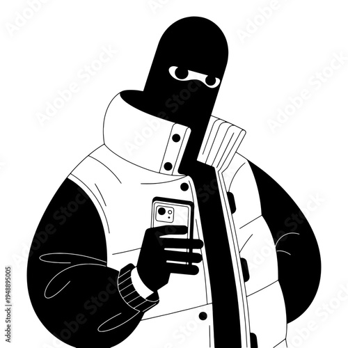 Stay Secure Cybersecurity Concept With Hacker Using Smartphone