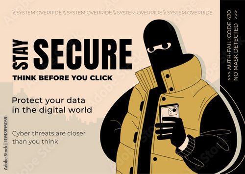 Stay Secure Cybersecurity Concept With Hacker Using Smartphone