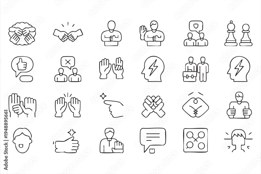 Fototapeta premium Money Banking And Financial Planning Outline Icons Featuring Investment And Profit Symbols 