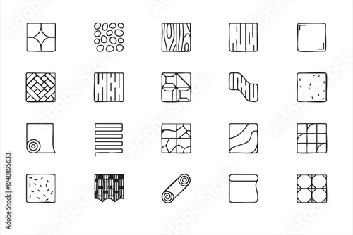 Modern Interior Flooring Textures Minimalist Icon Collection
