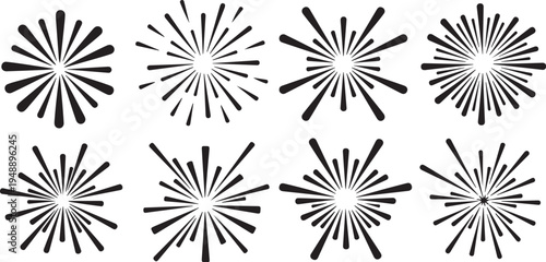 Black and White Abstract Explosive Design Elements Set