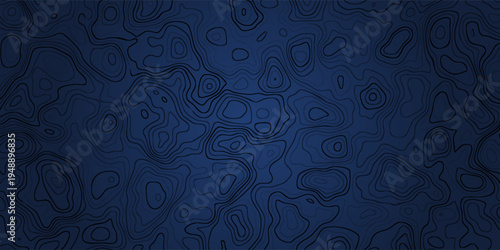 Dark blue abstract topographic contour pattern, smooth layered map lines, minimal monochrome design, modern background. Abstrack Design.