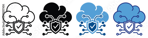Cloud Protection Icon Set Multiple Style Collection