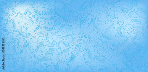 Abstract topographic contour pattern, thin flowing contour lines, soft blue gradient background, minimal modern map style.